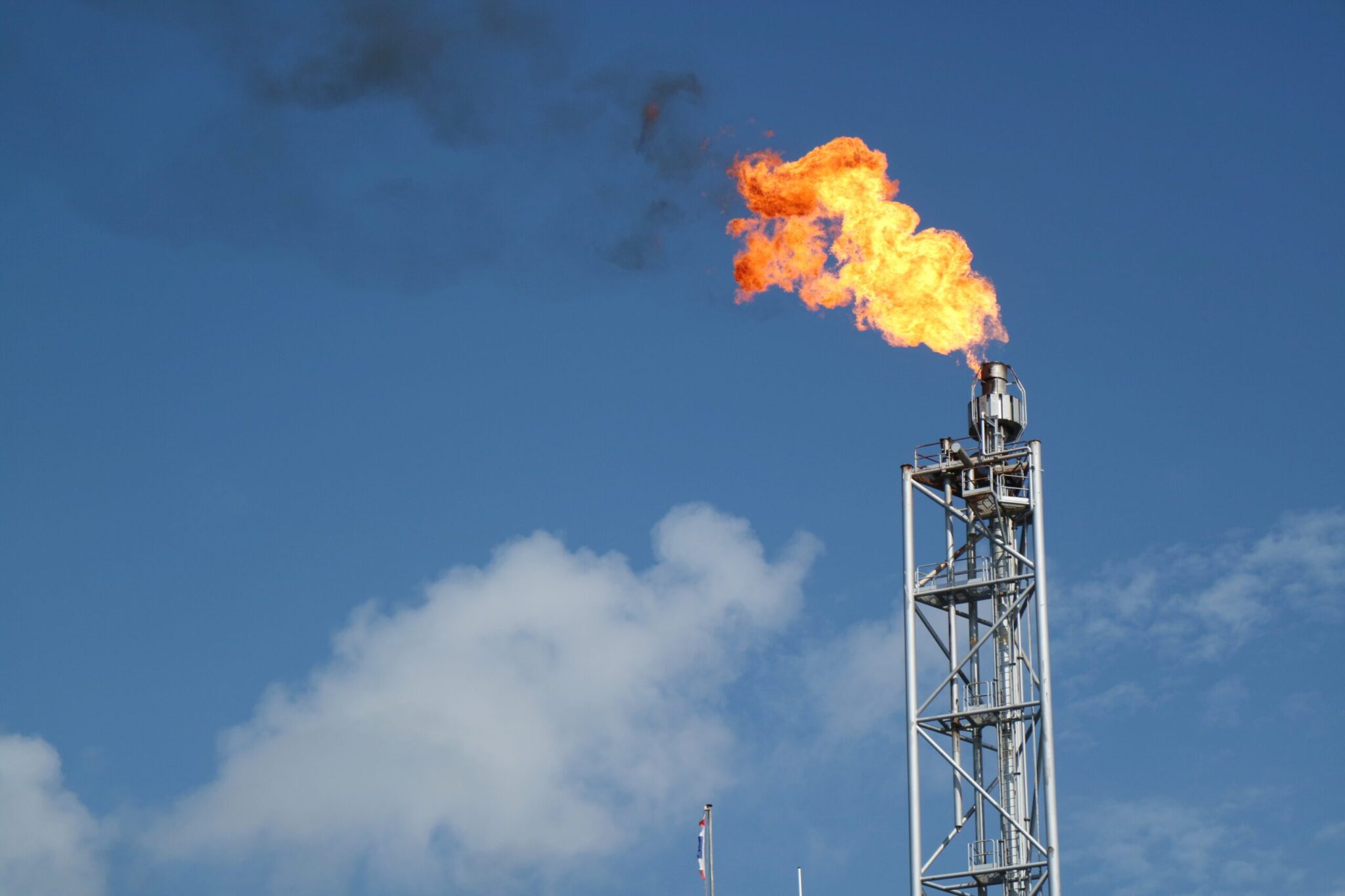 Gas Or Flare Burn On Offshore Platform